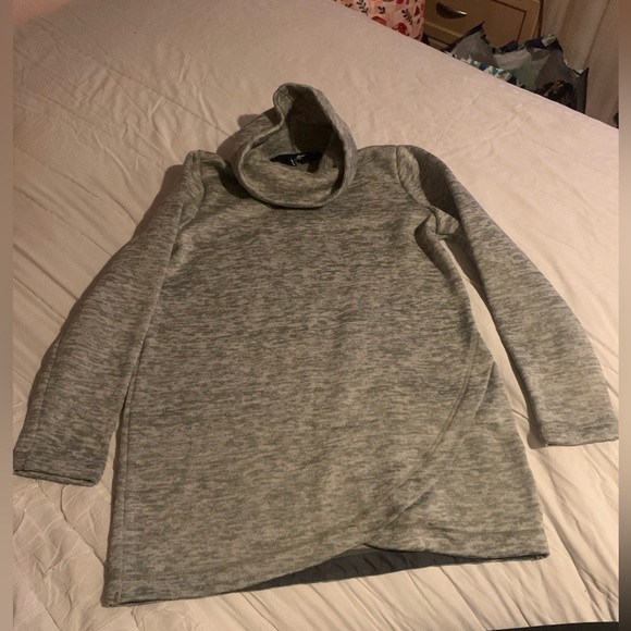 Lands End Small grey funnel neck warm sweater made with OEKO-TEX faux wrap - Picture 1 of 8